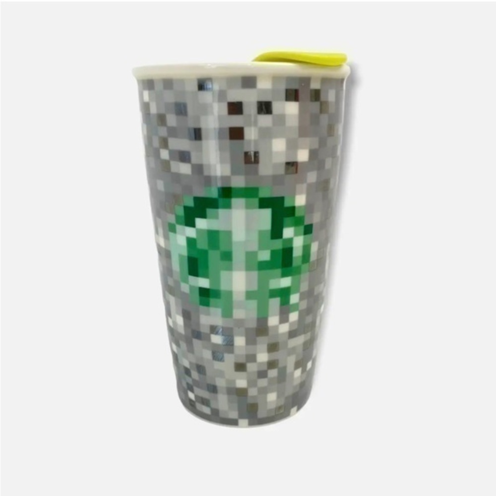 2012 STARBUCKS rare Rodarte Ceramic Pixel Mug Tumbler Travel Cup w Lid. 12oz